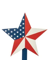 Glitzhome Wooden Patriotic Star Yard Stake, Set of 3