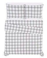 London Fog Plaid 3 Piece Flannel Duvet Cover Set