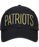 Women's '47 Black New England Patriots Shimmer Text Clean Up Adjustable Hat