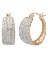 Diamond Accent 3 Row Hoop Earrings