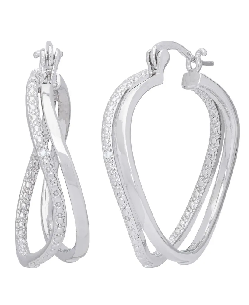 Diamond Accent Swirl Hoop Earrings