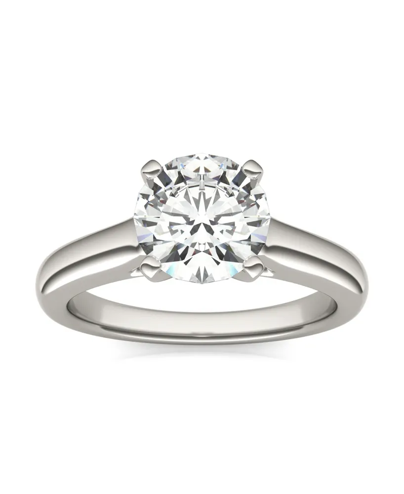 Moissanite Cathedral Solitaire Ring (1-9/10 Carat Total Weight Diamond Equivalent) 14K White Gold