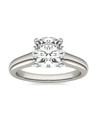 Moissanite Cathedral Solitaire Ring (1-9/10 Carat Total Weight Diamond Equivalent) 14K White Gold