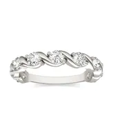 Moissanite Swirled Anniversary Band Ring (9/10 Carat Total Weight Diamond Equivalent) 14K White Gold