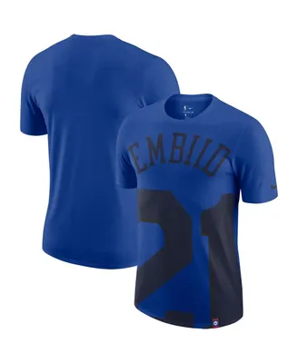 Men's Nike Joel Embiid Royal Philadelphia 76ers Oversized Name and Number T-shirt