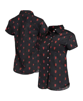 Women's Foco Black San Francisco Giants Floral Button Up Shirt