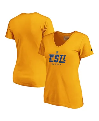 Women's Fanatics Gold St. Louis Blues Authentic Pro Secondary Logo V-Neck T-shirt