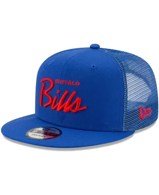 Men's New Era Royal Buffalo Bills Script Trucker 9FIFTY Snapback Hat