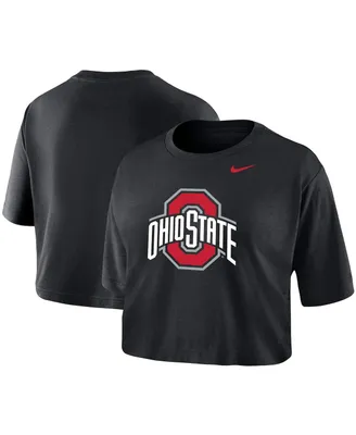 Women's Nike Black Ohio State Buckeyes Cropped Performance T-shirt