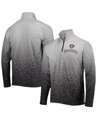 Men's Foco Silver and Black Las Vegas Raiders Gradient Raglan Quarter-Zip Jacket