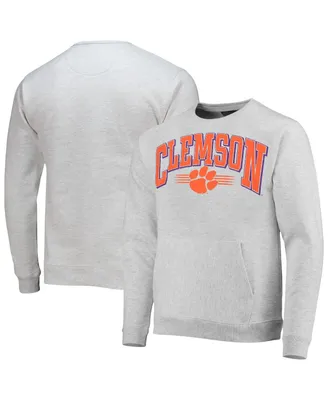 Men's League Collegiate Wear Heathered Gray Clemson Tigers Upperclassman Pocket Pullover Sweatshirt