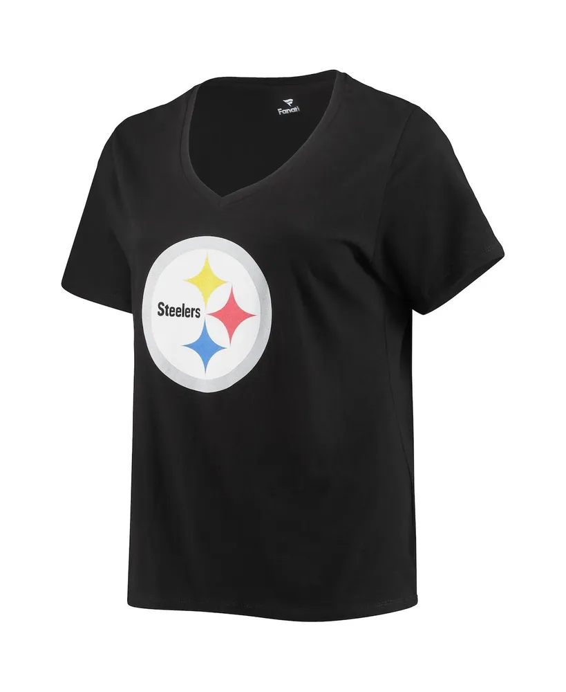 Women's Fanatics Najee Harris Black Pittsburgh Steelers Plus Size Player Name and Number V-Neck T-shirt