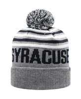 Men's Top of the World Heather Gray, Navy Syracuse Orange Ensuing Cuffed Knit Hat with Pom