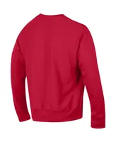 Men's Champion Red Wisconsin Badgers Arch Reverse Weave Pullover Sweatshirt