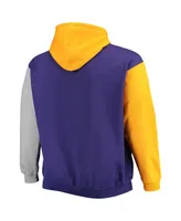 Men's Fanatics Purple and Gold Los Angeles Lakers Big Tall Double Contrast Pullover Hoodie