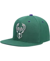 Men's Mitchell & Ness Hunter Green Milwaukee Bucks 40th Anniversary Color Flip Snapback Hat