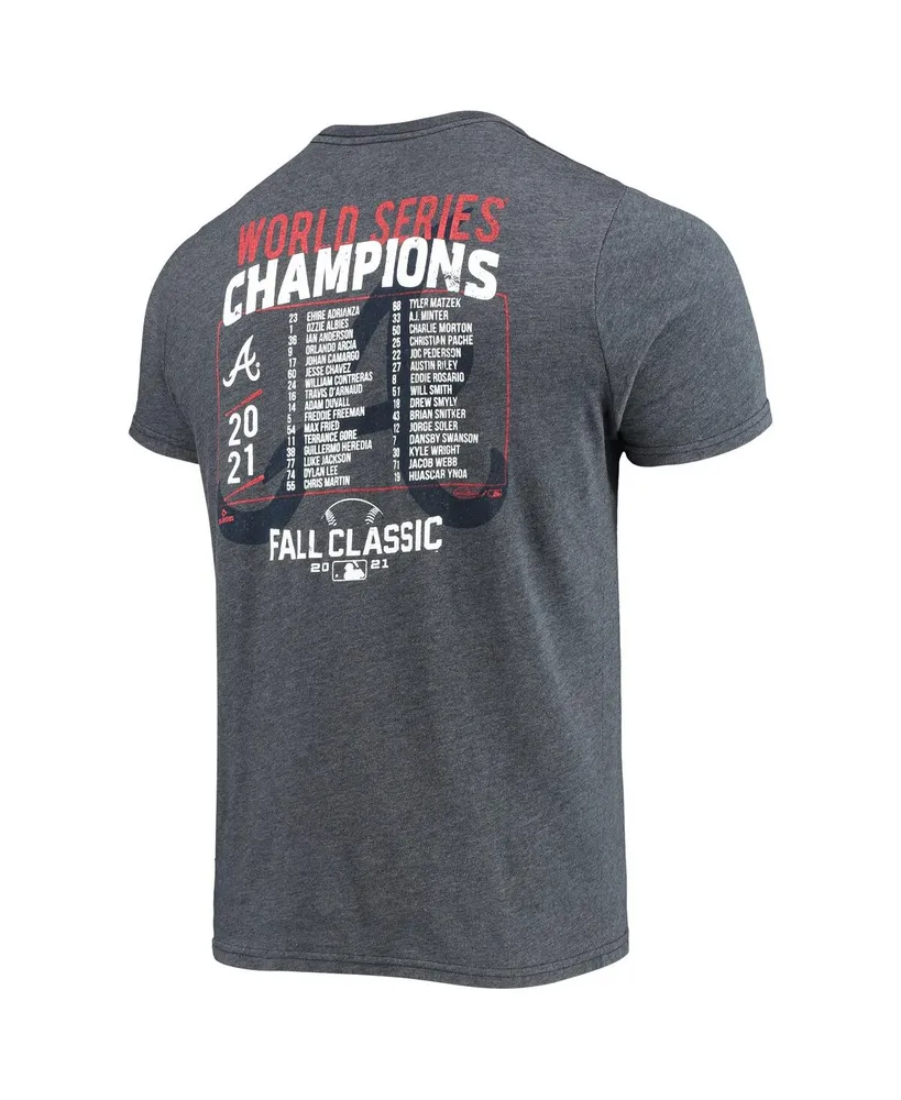 Men's Majestic Threads Navy Atlanta Braves 2021 World Series Champions Dream Team Roster Tri-Blend T-shirt