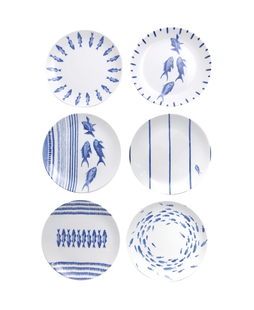 Marine Blue 6-Piece Cake Plate Set