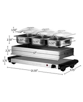 Ovente Electric Buffet Server Tray with Triple1.5 Quart Warming Pans