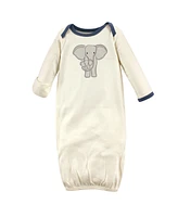 Touched by Nature Baby Boys Unisex Organic Cotton Gowns, Elephant, Preemie/Newborn