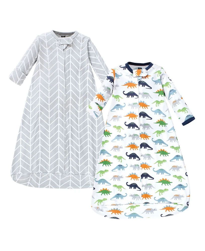 Hudson Baby Boys Cotton Long-Sleeve Wearable Sleeping Bag, Sack, Blanket, Dinosaurs, 12-18 Months