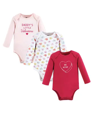 Hudson Baby Baby Girls Cotton Long-Sleeve Bodysuits, Valentine Sweetheart