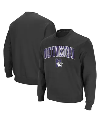 Men's Colosseum Charcoal Northwestern Wildcats Arch & Logo Crew Neck Sweatshirt