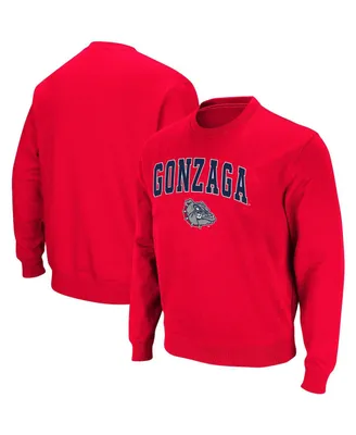 Men's Colosseum Red Gonzaga Bulldogs Arch & Logo Tackle Twill Pullover Sweatshirt