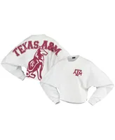 Women's White Texas A M Aggies Raw Hem Cropped Spirit Jersey Long Sleeve T-shirt