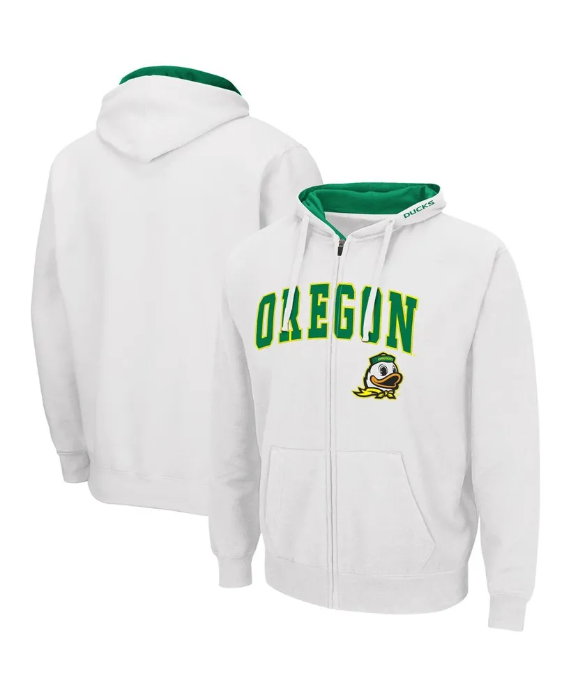 Men's Colosseum White Oregon Ducks Arch Logo 3.0 Full-Zip Hoodie