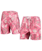 Men's Wes & Willy Crimson Oklahoma Sooners Vintage-Like Floral Swim Trunks