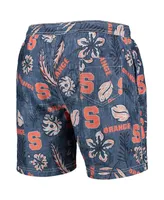Men's Wes & Willy Navy Syracuse Orange Vintage-Like Floral Swim Trunks