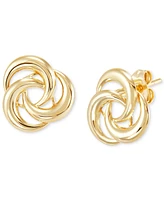 Tricolor Love Knot Stud Earrings 10k Gold, White Gold & Rose