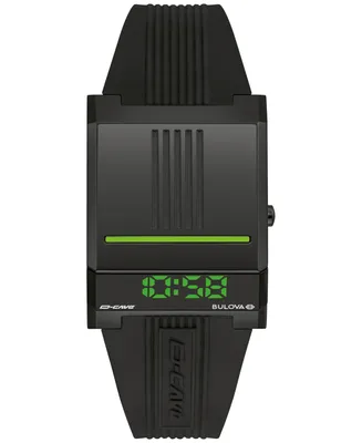 Bulova Men's Computron D-Cave Digital Black Silicone Strap Watch 31mm