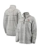 Women's Gray Kansas City Chiefs Sherpa Quarter-Zip Pullover Jacket