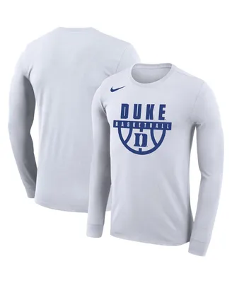 Men's Nike White Duke Blue Devils Basketball Drop Legend Long Sleeve Performance T-shirt