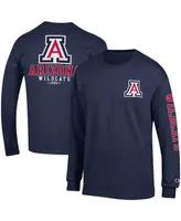 Men's Champion Navy Arizona Wildcats Team Stack Long Sleeve T-shirt