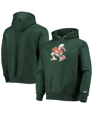 Men's Champion Green Miami Hurricanes Vault Logo Reverse Weave Pullover Hoodie