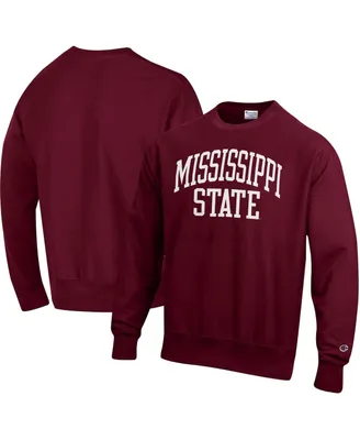 Men's Champion Maroon Mississippi State Bulldogs Arch Reverse Weave Pullover Sweatshirt