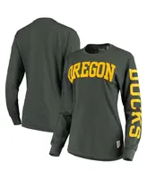 Women's Pressbox Green Oregon Ducks Two-Hit Canyon Long Sleeve T-shirt