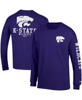 Men's Champion Purple Kansas State Wildcats Team Stack Long Sleeve T-shirt