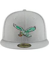 Men's New Era Gray Philadelphia Eagles Omaha Throwback 59Fifty Fitted Hat