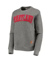 Women's Pressbox Heathered Gray Maryland Terrapins Moose Applique Quilted Pullover Sweatshirt