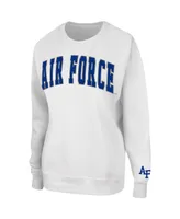 Women's Colosseum White Air Force Falcons Campanile Pullover Sweatshirt