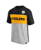 Men's Fanatics Black, Heathered Gray Pittsburgh Steelers Colorblock T-shirt