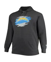 Men's New Era Charcoal Los Angeles Chargers Big and Tall Primary Logo Pullover Hoodie