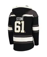 Men's '47 Brand Mark Stone Black Vegas Golden Knights Player Name and Number Lacer Pullover Hoodie