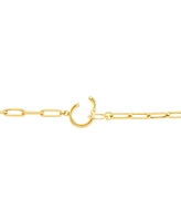 Paperclip Link 16" Chain Necklace with Interlocking Circle clasp in 18k Gold-Plated Sterling Silver