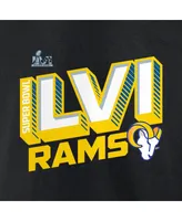 Women's Fanatics Black Los Angeles Rams Super Bowl Lvi Bound Tilted Roster V-Neck T-shirt