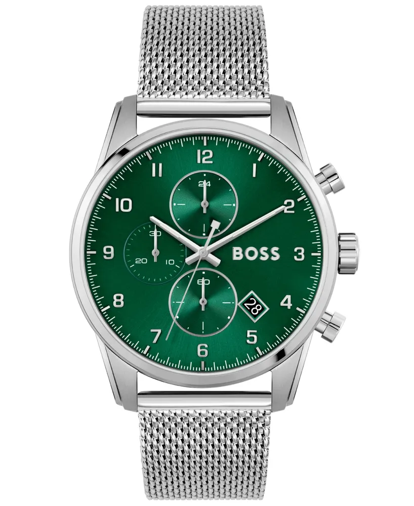Hugo Boss Men's Skymaster Chronograph Stainless Steel Mesh Bracelet Watch 44mm